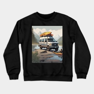 Van life, overlanding by the river in Alaska Crewneck Sweatshirt